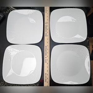 Corelle Chriesh Embossed Square Dinner Plates Set Of 4
